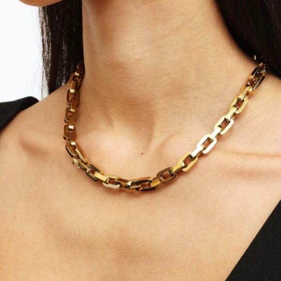 New Eddie Borgo Supra Gold 12 Karat Chain Link Necklace - Picture 2 of 7